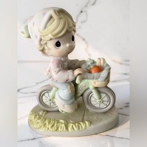 Precious Moments "The Road To A Friend Is Never Long" - Girl Bicycle Basket